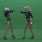 Metal-Panther-head-GoGo-girls-display-moves-over-chromakey-background-lljgvz-1920_002 Green Screen Stock