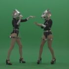 Metal-Panther-head-GoGo-girls-display-moves-over-chromakey-background-lljgvz-1920_008 Green Screen Stock