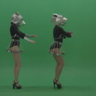 Metal-Panther-head-GoGo-girls-display-moves-over-chromakey-background1-rutzdd-1920_008 Green Screen Stock